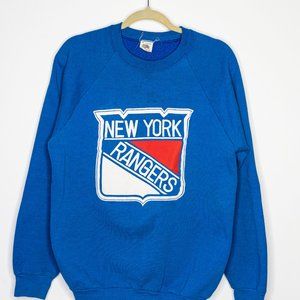 **SOLD** Vintage 90s New York Rangers NHL Crewneck Sweatshirt XL 1980s Blue
